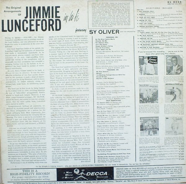 Sy Oliver And His Orchestra - The Original Arrangements Of Jimmie Lunceford (LP, Album)